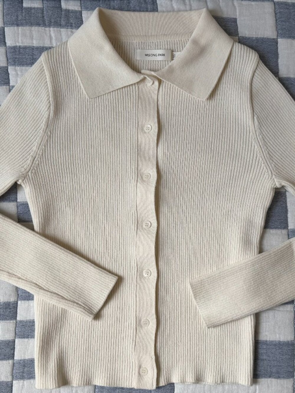 NWOT MIJEONG PARK Ribbed Cardigan, Ivory, Size XS